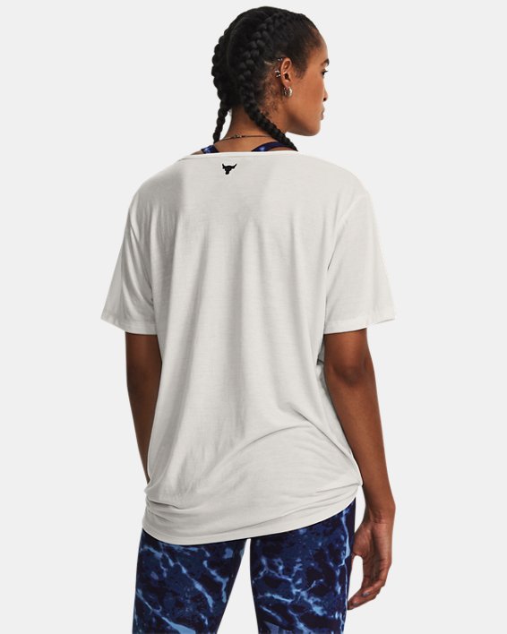 Project Rock Completer T-Shirt mit tiefem V-Ausschnitt für Damen, White, pdpMainDesktop image number 1